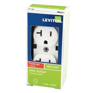 LEVITON - Heavy Duty Narrow Body Straight Blade Duplex Receptacle, 125 V, 20 A,